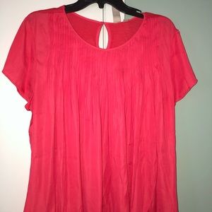 Anthropologie Red pleated blouse Sz L